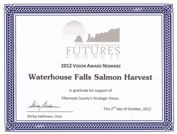 Tillamook County Futures Council Certificate of Nomination 2012